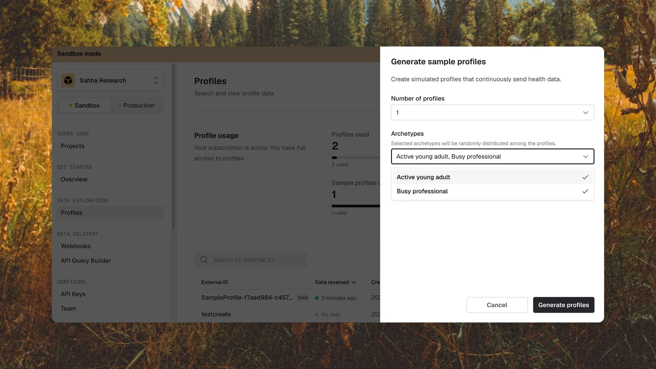 Sample profiles